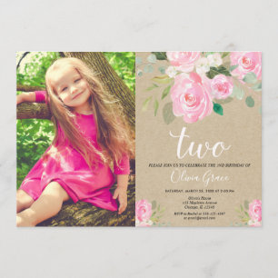 Invitación El 2do chica rústico del cumpleaños se ruboriza