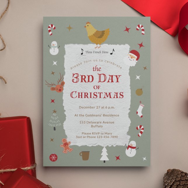 Invitación El 31° Día de los Navidades, retrasado Fiesta de N (A Third Day of Christmas party isn't belated -- it's correct! 
)