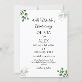 Invitación El 45º aniversario del patrón de la hoja verde