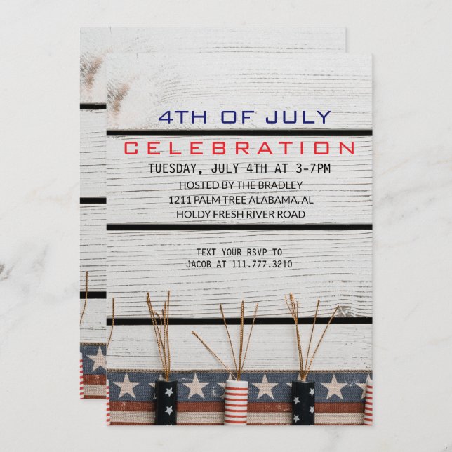 Invitación El 4 de julio, Día de la Independencia de la Mader (Anverso / Reverso)