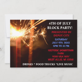 Invitación El 4 de julio, el Fiesta Sparkler, el bloque indep