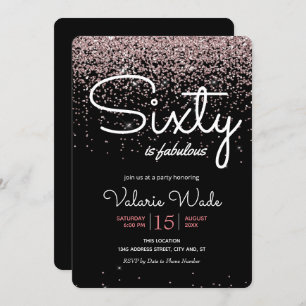 Invitación El 60 es un fabuloso Purpurina rosa de la fiesta d