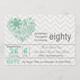 Invitación El 80.o cumpleaños del purpurina de la raya de