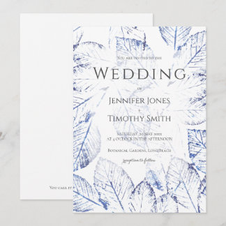 Invitación El abedul azul marino deja a la naturaleza boda en