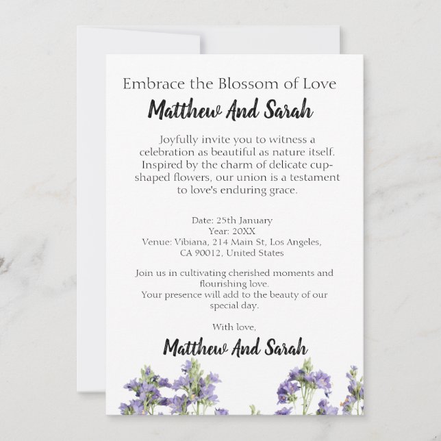 Invitación El abrazo de la naturaleza: un Boda floral floreci (Anverso)