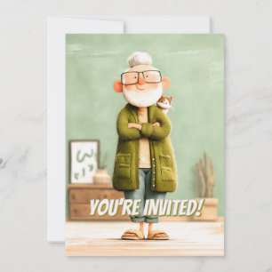 Invitación El abuelo y su gato encantadores