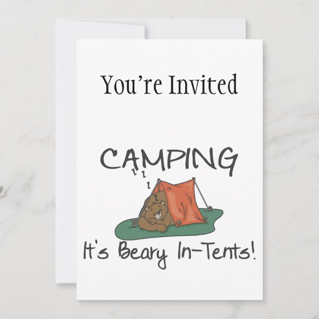 Invitación El acampar es Beary en tiendas (Anverso)