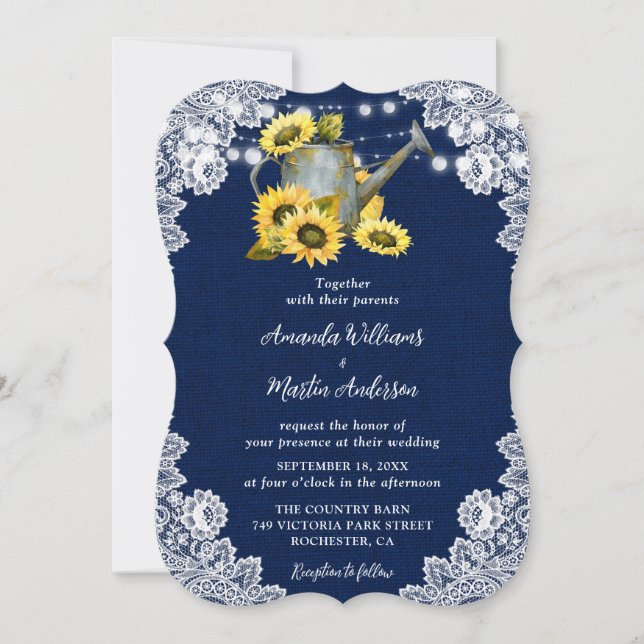 Invitación El agua azul del girasol de la marina puede provoc (Anverso)