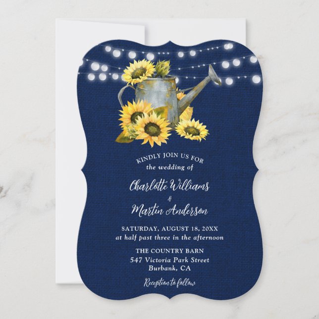 Invitación El agua azul del girasol de la marina puede provoc (Anverso)