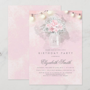 Invitación El aliento del bebé y la fiesta de cumpleaños rúst