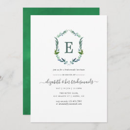 Invitación El almuerzo de la Escudo de Greenery Laurel Brides