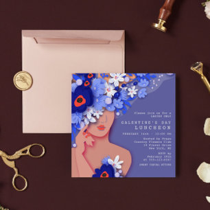 Invitación El almuerzo del día de Galentine en la floral mode