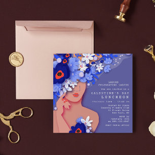 Invitación El almuerzo del día de Galentine en la floral mode