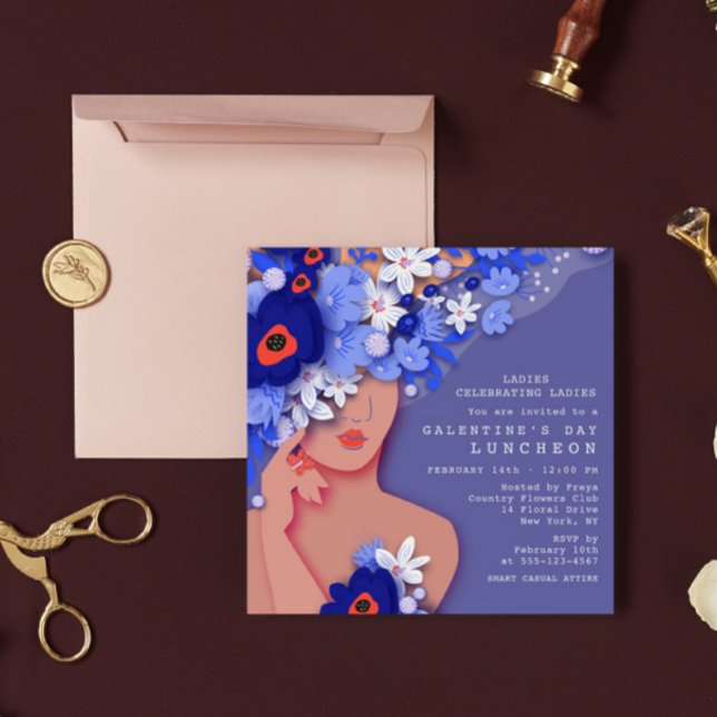Invitación El almuerzo del día de Galentine en la floral mode (Subido por el creador)