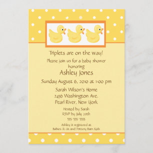 Invitación El amarillo Ducks los tríos Baby Shower