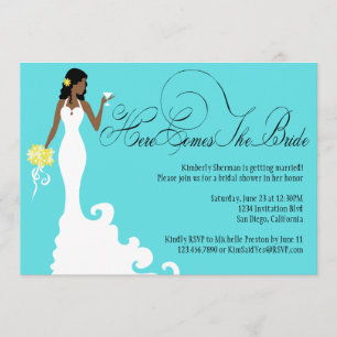 Invitación El amarillo negro verde azulado elegante aquí