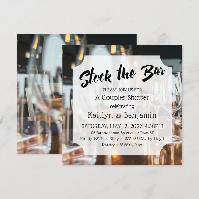 Invitación El ambiente del Bar Couples Shower (Anverso / Reverso)