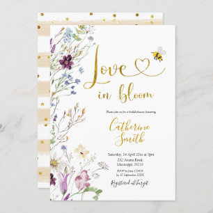 Invitación El amor a las flores silvestres en la novia en flo