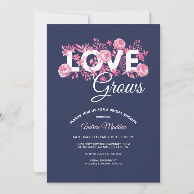Invitación El amor aumenta la ducha de novia (Anverso)