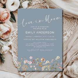 Invitación El amor azul en la ducha de flores silvestres en f