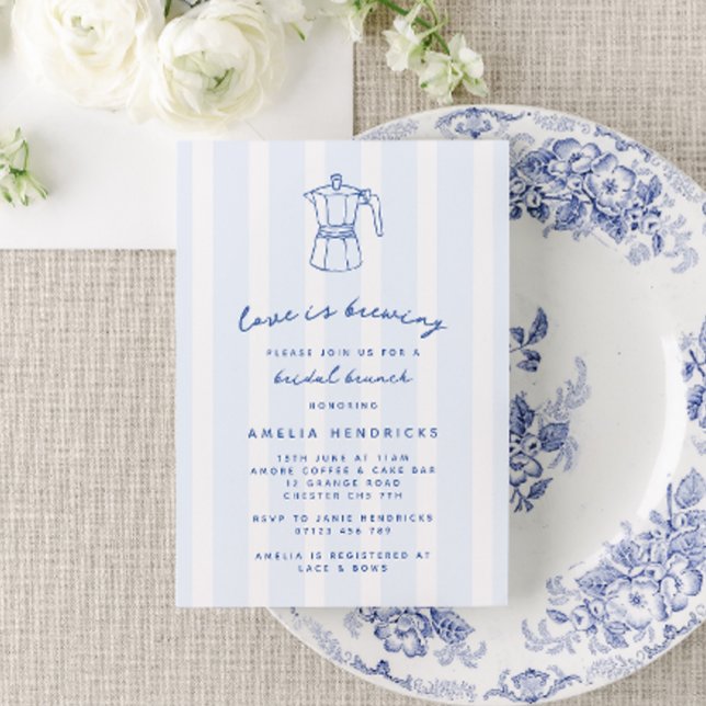 Invitación El amor azul es preparar café Brunch de novias (Subido por el creador)