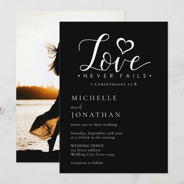 Invitación El amor blanco negro nunca falla en el Boda de fot (Anverso / Reverso)