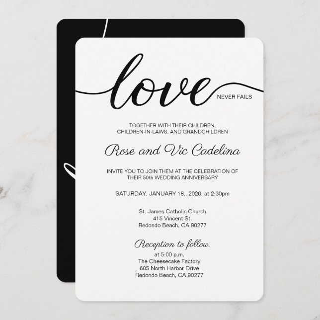 Invitación El amor Boda cristiano nunca falla (Anverso / Reverso)