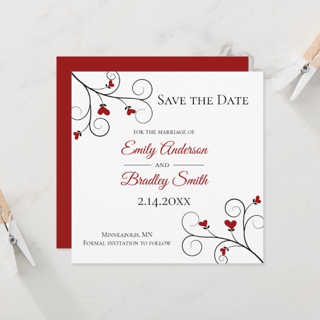 Invitación El amor crece | Boda de corazones rojos Salven la  (Anverso/Reverso In Situ)
