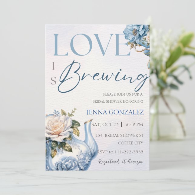 Invitación El amor de los Fiestas del té azul está generando  (Anverso de pie)