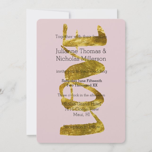 Invitación El amor de oro es el Boda del paciente (Anverso)