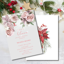 Invitación El Amor Del Invierno Está En La Poinsettia De La D