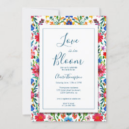 Invitación El amor en Bloom Blue floral Bridal Shower
