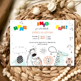 Invitación El amor en el divertido cumpleaños de animales sal