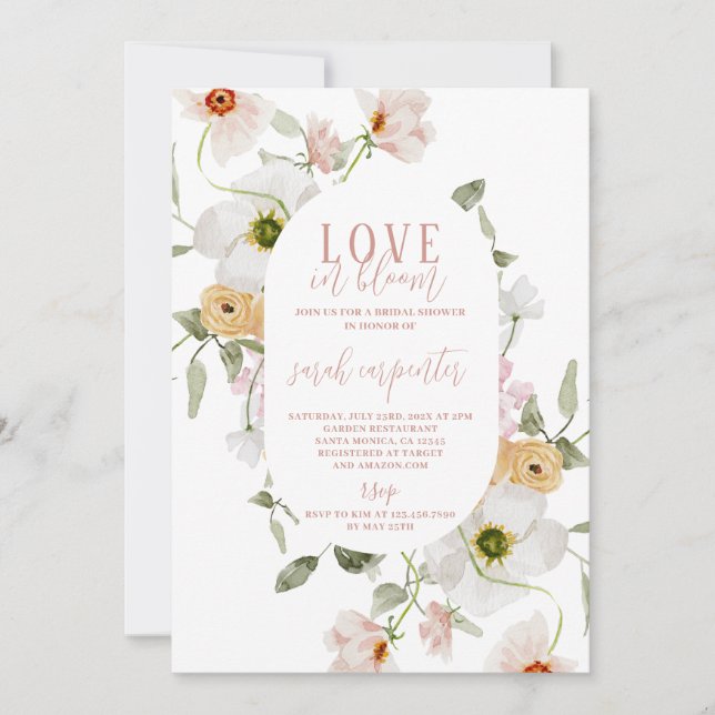Invitación El amor en la flor de la novia (Anverso)