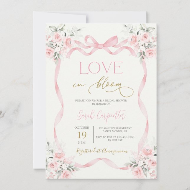 Invitación El amor en la flor de la novia (Anverso)