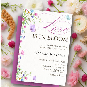 Invitación El amor en la mariposa mariposa ducha de novia púr