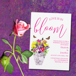 Invitación El amor en la recepción de bodas florales en flor