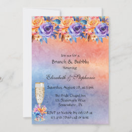 Invitación El amor es amor, arcoiris, brunch y burbuja