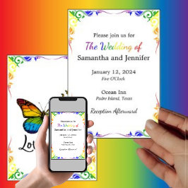 Invitación El amor es amor Boda del tema arcoiris