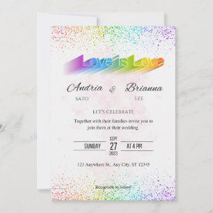 Invitación El amor es amor boda gay arcoiris