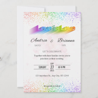 Invitación El amor es amor boda gay arcoiris