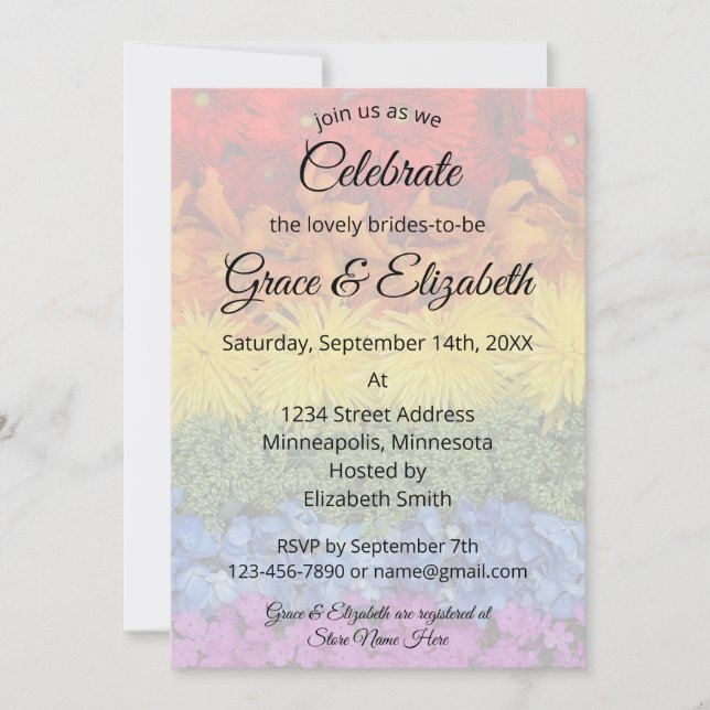 Invitación El amor es amor Orgullo Floral Bridal Shower (Anverso)