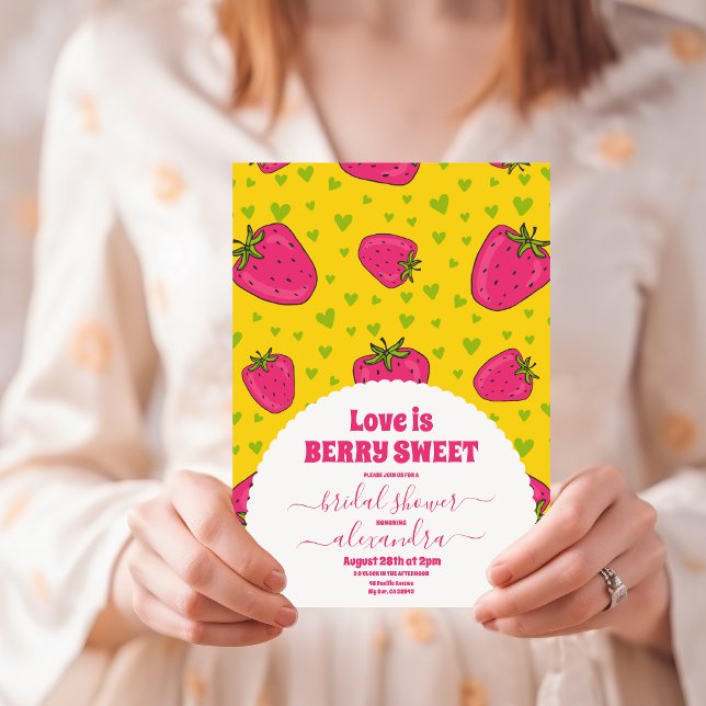 Invitación El amor es Berry Sweet Bridal Shower Strawberry (Subido por el creador)