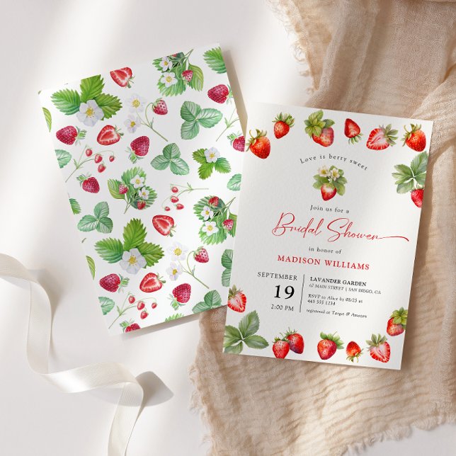 Invitación El amor es Berry Sweet Bridal Shower Strawberry (Subido por el creador)