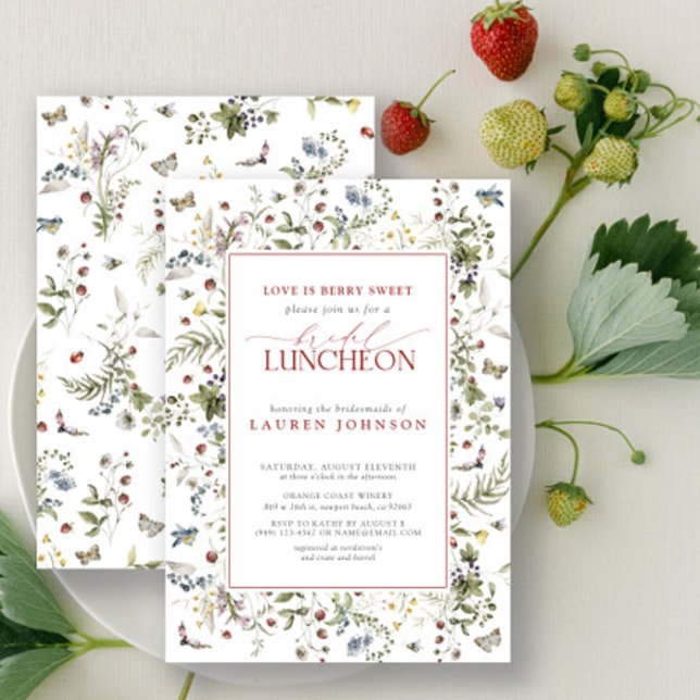 Invitación El amor es Berry Sweet Elegent Floral Bridal Lunch (Bridal Luncheon Invitation!)