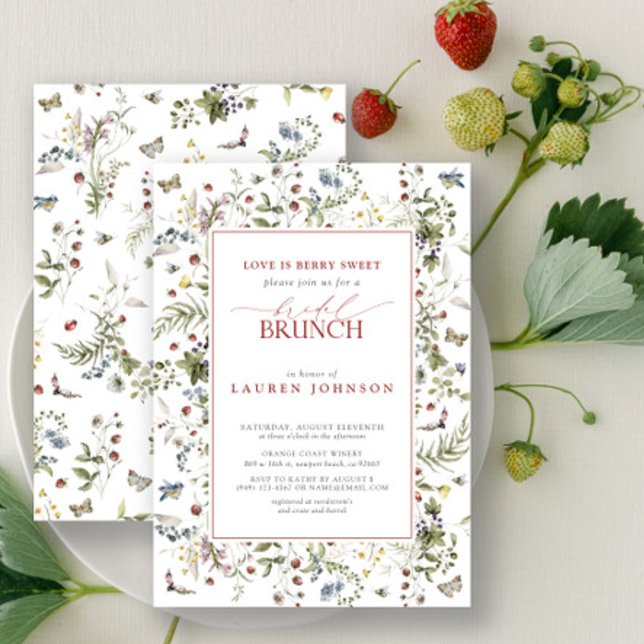 Invitación El amor es Berry Sweet Wildflower Brunch rojo de n (Bridal Shower Invitation!)