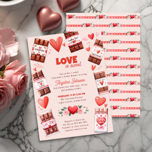 Invitación El amor es chocolate dulce y lluvia de corazones p