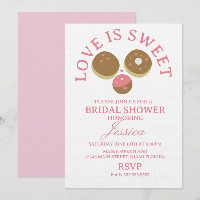 Invitación El amor es donuts dulces Despedida de soltera (Anverso / Reverso)