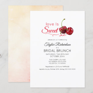 Invitación El amor es dulce Boda de Brunch de cerezo