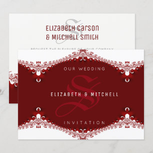 Invitación El amor es dulce Boda de Monograma Rojo + Blanco